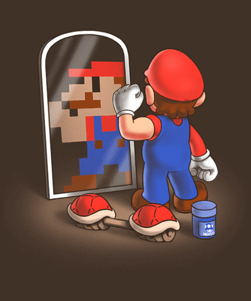 Videjuegos-Camiseta-Mario-Bros-en-el-espejo