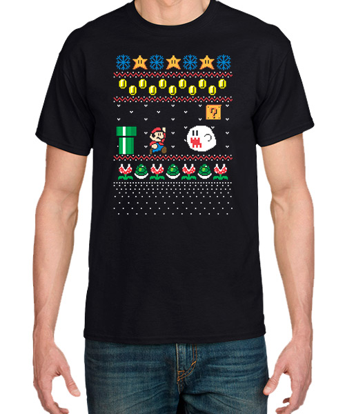 Videojuegos-Camiseta-La-navidad-de-Mario-Bros