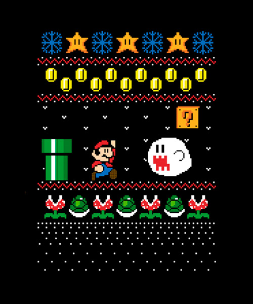 Videojuegos-Camiseta-La-navidad-de-Mario-Bros