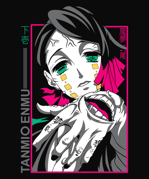 Camiseta Kimetsu no Yaiba Enmu Oni do Trem Infinito - Branco