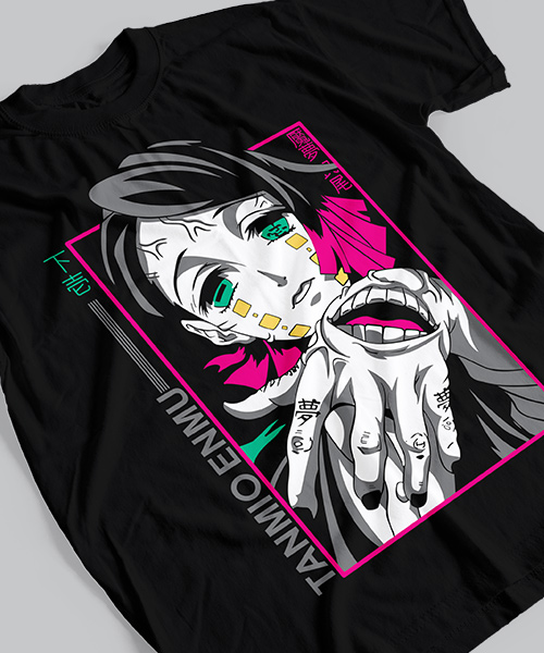 Camiseta Kimetsu no Yaiba Enmu Oni do Trem Infinito - Branco