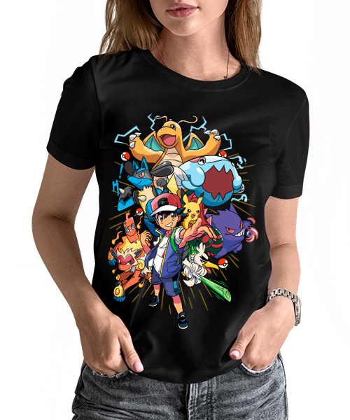 Camiseta unisex Pokemon Ash Ketchum y Pikachu equipo campeon 02