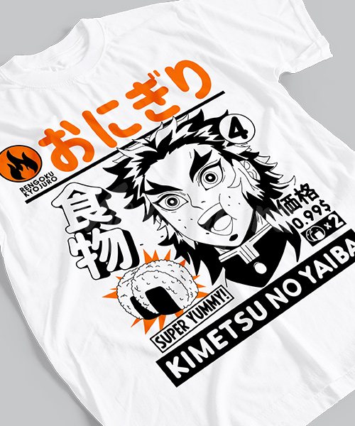 Camiseta Unissex Kyojuro Rengoku Retrato Demon Slayer Kimetsu no