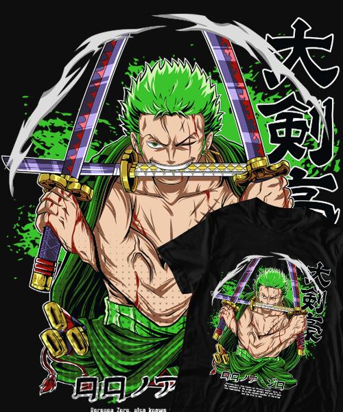  Camiseta unisex One Piece Roronoa Zoro atacando