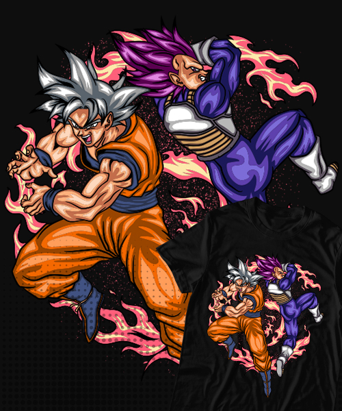 Camiseta unisex Dragon Ball Z Goku & Vegeta luchando - Mandragora Store
