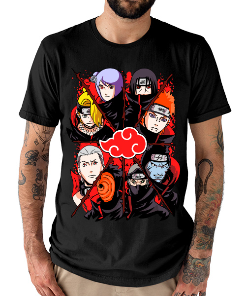 Camiseta naruto shippuden akatsuki ninjas renegados simbolos