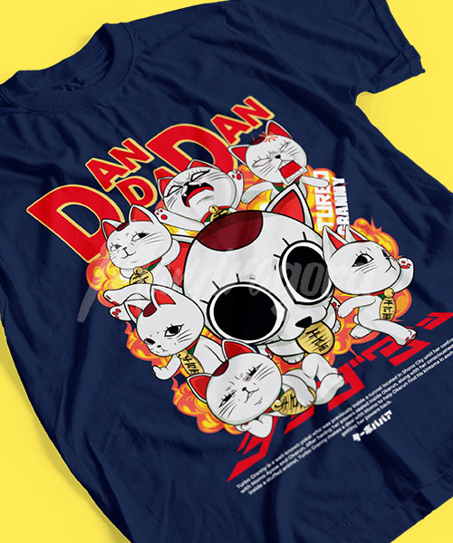 DAN-DA-DAN-Turbo-Abuela-Gato-Emociones-Tshirt-blue