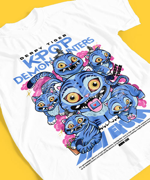 HUNTRIX-KPop-Demon-Hunters-Derpy-Tiger-Etapas-Tshirt
