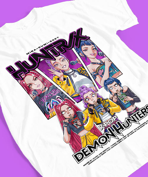 HUNTRIX-Kpop-Demon-Hunter-Hora-de-Comer-Tshirt-White