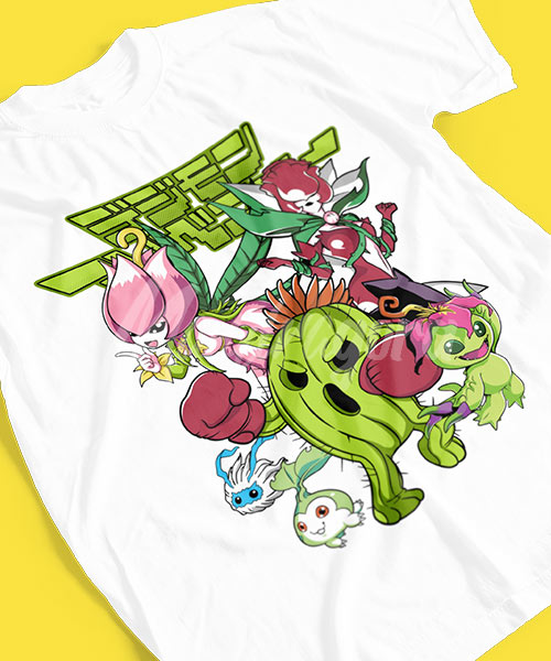 Digimon-Palmon-Evoluciones-Tshirt-White