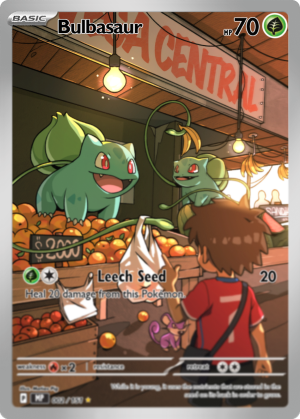 Carta Pokemon Bulbasaur en el Mercado