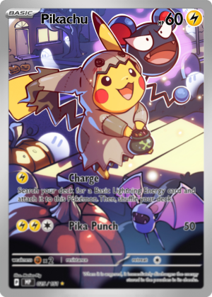 Carta Pokemon Pikachu en dia de brujas