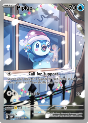 Carta Pokemon Piplup en dia de Navidad